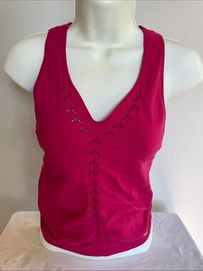 EMS Techwick Magenta Racerback Tank Top Crochet Detail Size M